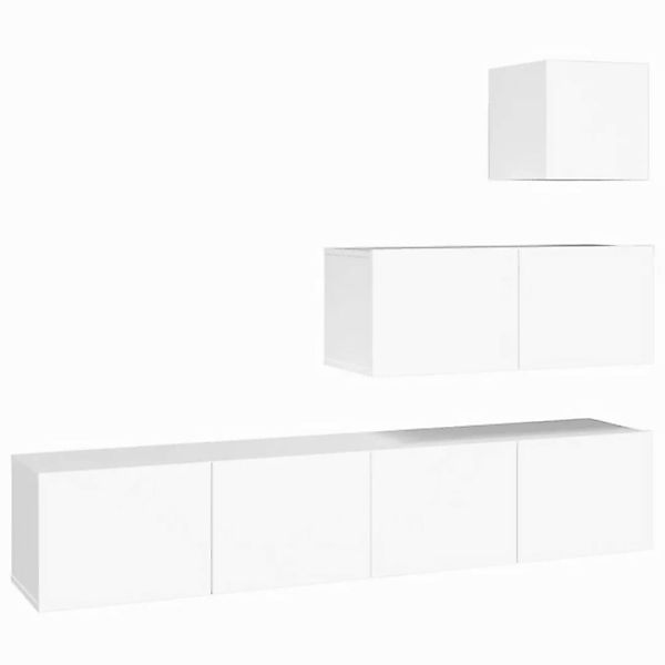 vidaXL TV-Schrank 4tlg TV Schrank Set Hängeschrank Wandschrank Lowboard Wei günstig online kaufen