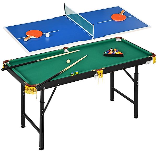 SPORTNOW Multigame Spieletisch mit Tischtennis Stahl 140 x 63 x 60-80 cm günstig online kaufen