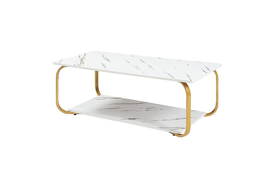 en.casa Couchtisch, Couchtisch »Kolta« 120x60x43 cm Marmoroptik, Weiß/Gold günstig online kaufen