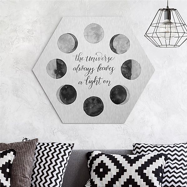 Hexagon-Alu-Dibond Bild Spruch Ode an den Mond - Universum günstig online kaufen