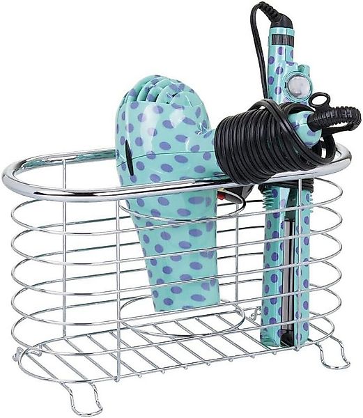 mDesign Badaccessoire-Set Fönhalter Gitterkorb silber Glätteisenhalter Haar günstig online kaufen