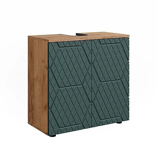 Vicco Waschbeckenunterschrank Irma, Goldkraft Eiche/Grün, 60 x 59 cm günstig online kaufen