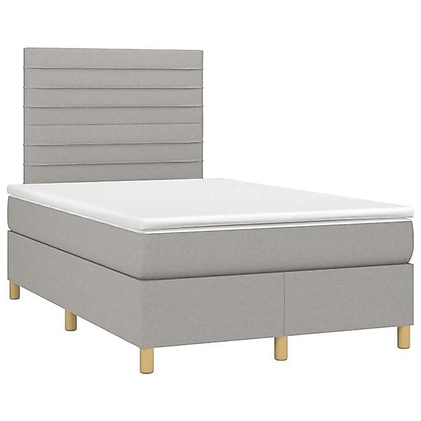 vidaXL Boxspringbett mit Matratze & LED Hellgrau 120x190 cm Stoff 3270253 günstig online kaufen
