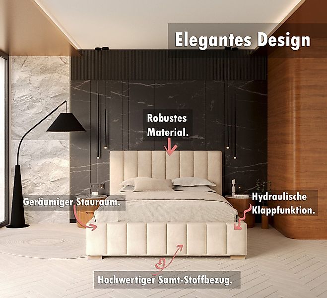 thematys Polsterbett Bett Stauraumbett Velours 90x200, 120x200, 140x200, 16 günstig online kaufen