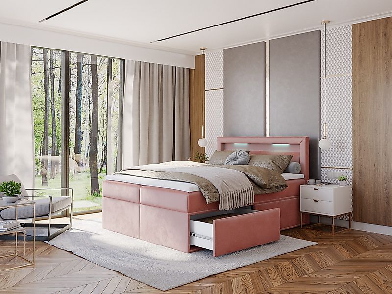 thematys Boxspringbett mit LED Polsterbett Stauraumbett günstig online kaufen