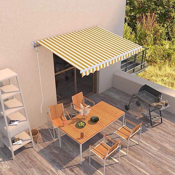 furnicato Markise Automatisch Einziehbar 300x250 cm Gelb und Weiß günstig online kaufen