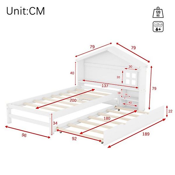 Gontence Kinderbett 90*200cm Hausförmiges Kinderbett günstig online kaufen