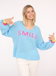 Zwillingsherz Strickpullover ""Smile"", Langarm, One Size, V-Ausschnitt, Ne günstig online kaufen
