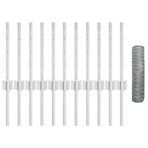 vidaXL Zaun mit Pfosten Silber 0,4 x 25 m Stahl 3336984 günstig online kaufen