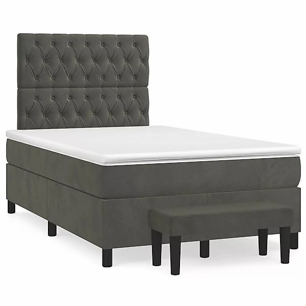 vidaXL Boxspringbett mit Matratze Dunkelgrau 120x200 cm Samt1398596 günstig online kaufen