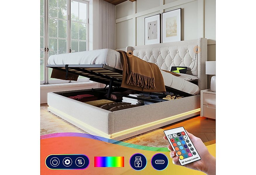 MODFU Polsterbett mit Stauraum Ladefunktion (170x210x101CM,Inklusive-Matrat günstig online kaufen