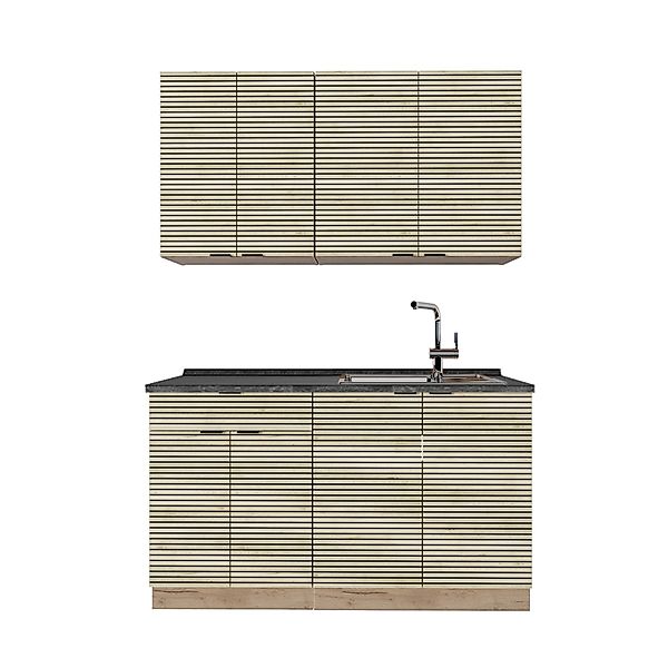 Vicco Fame-Line Singleküche Eiche Paneel/Goldkraft Eiche 140 cm AP Anthrazi günstig online kaufen