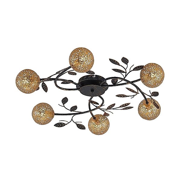 Lucande Deckenlampe Evory 9626376 Florentiner in Schwarz aus Metall 6-flamm günstig online kaufen