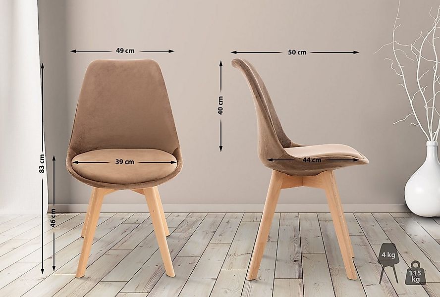 CLP Küchenstuhl Linares, mit Rückenlehne und Holzbeinen günstig online kaufen