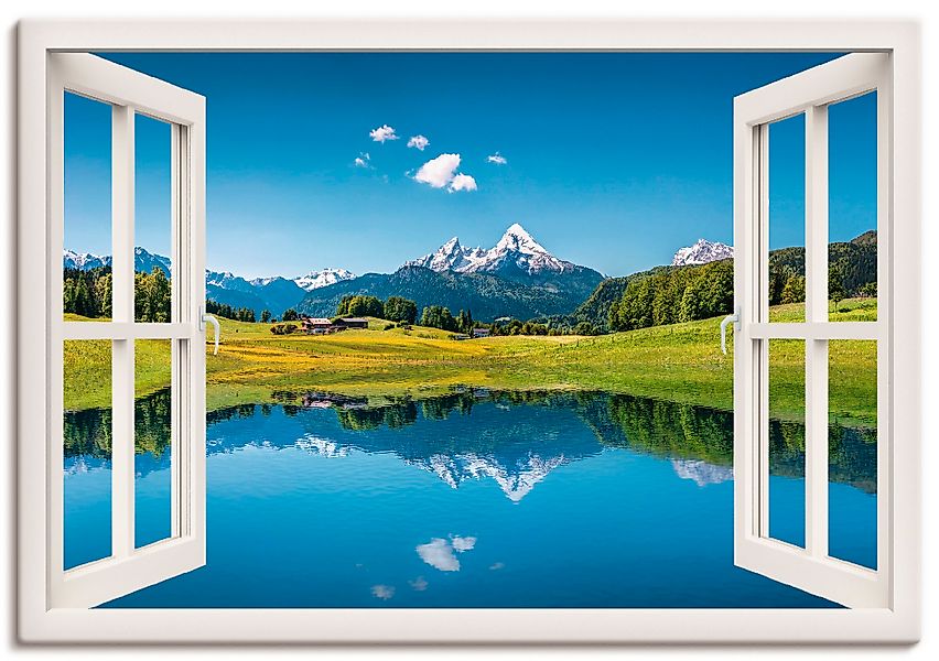 Artland Wandbild "Fensterblick Alpen und Bergsee", Berge, (1 St.), als Lein günstig online kaufen