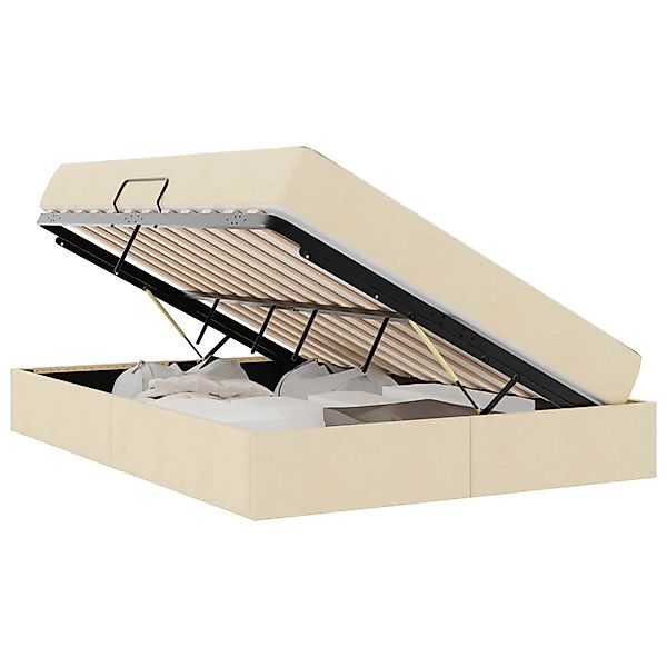 vidaXL Stauraumbett mit Matratze Creme 140 x 200 cm Polyester 3399668 günstig online kaufen