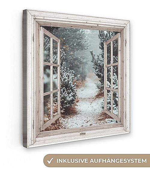 OneMillionCanvasses® Leinwandbild Wald - Winter - Bäume - Natur - Weg - Aus günstig online kaufen