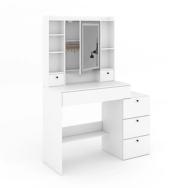 Vicco Schminktisch Livora Weiß 106 cm mit LED-Spiegel günstig online kaufen