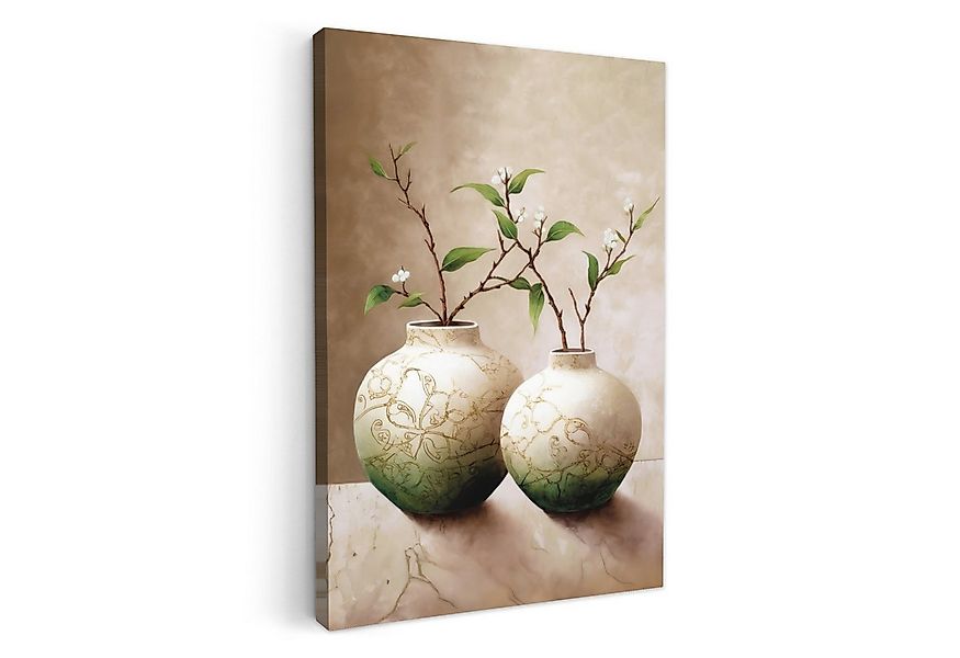 OneMillionCanvasses® Leinwandbild Blumen - Vase - Weiß - Botanisch - Beige, günstig online kaufen