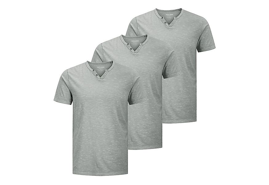 Jack & Jones T-Shirt 3er Pack Shirts mit Splitneck-Ausschnitt und zwei Deko günstig online kaufen