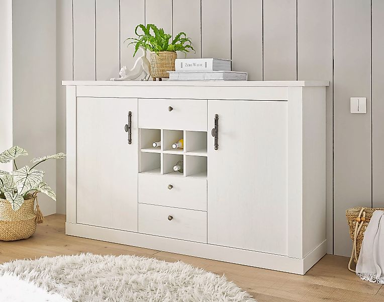 Home affaire Sideboard "RAVENNA", im romantischen Landhausstil, Griffe aus günstig online kaufen