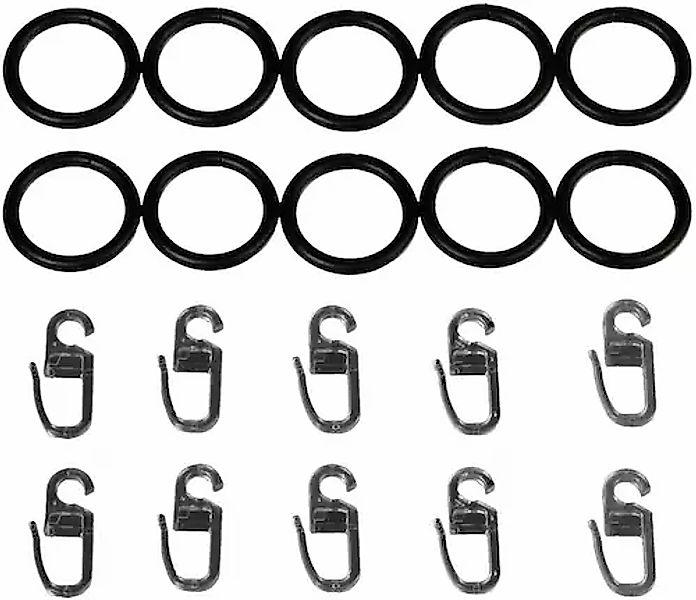 Liedeco Gardinenring, (Set, 10 St., mit Faltenlegehaken), für Gardinenstang günstig online kaufen