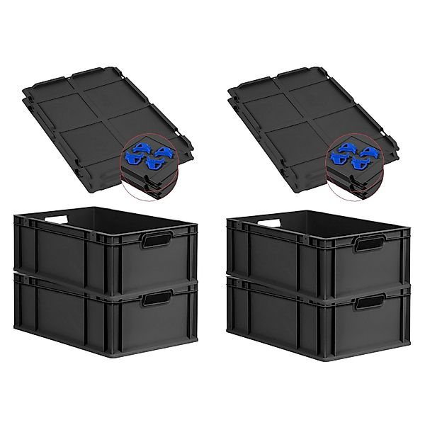 PROREGAL SuperSparSet 4x Eurobox Nextgen Grip Mit Auflagedeckel Und Blauen günstig online kaufen