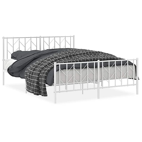 vidaXL Bettgestell mit Kopf- und Fußteil Metall Weiß 150x200 cm 374506 günstig online kaufen