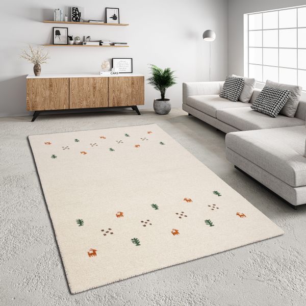 THEKO Wollteppich "Gabbeh Motiv, Handweb Teppich, Tiermotiv, reine Wolle, h günstig online kaufen