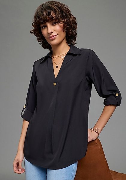 Laura Scott Klassische Bluse feminin geschnitten, unifarben, aus Polyester günstig online kaufen