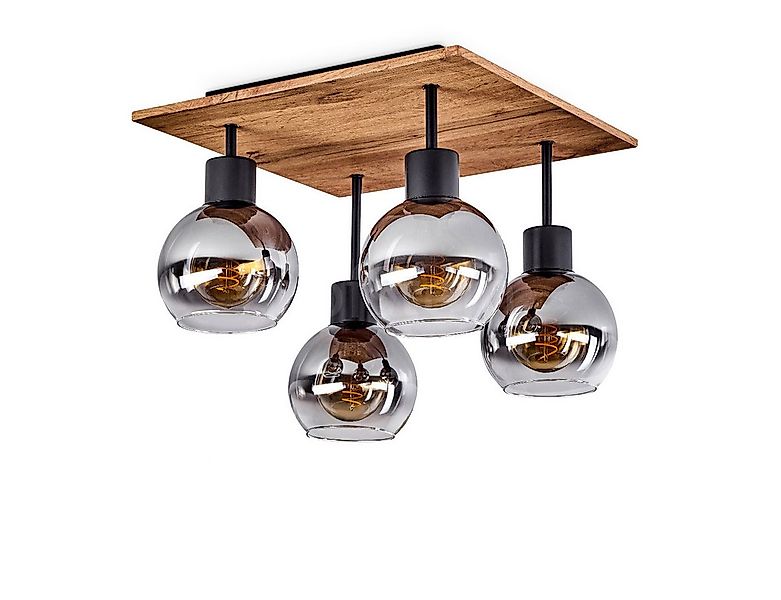 hofstein Deckenleuchte »Caronia« Deckenlampe aus Metall/Glas in Schwarz/Mes günstig online kaufen