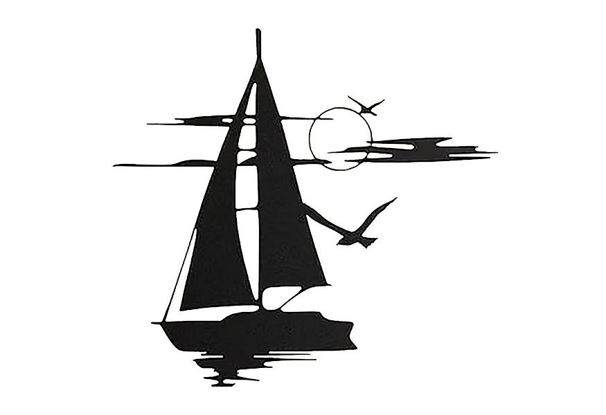 Jumpeak Wanddekoobjekt Dekoriertes Segelboot auf See,Wolkenmeer und Möwen b günstig online kaufen
