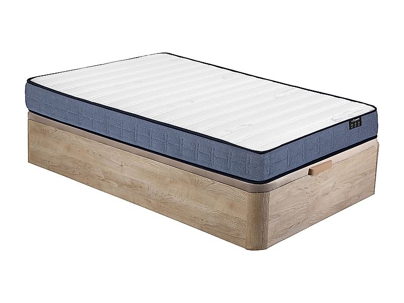 Bett mit Bettkasten - 90 x 190 cm - Natur hell - Taschenfederkernmatratze - günstig online kaufen