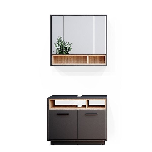 Vicco Badmöbel-Set Beatrice, Anthrazit/Sonoma, 2 Teile, günstig online kaufen