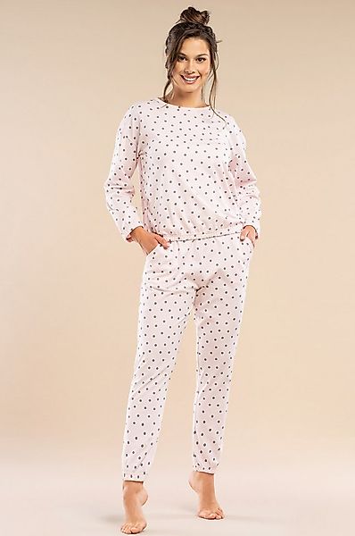 Mademoiselle Sommeil Pyjama Schlafanzug langarm in hellrosa mit Punktmuster günstig online kaufen