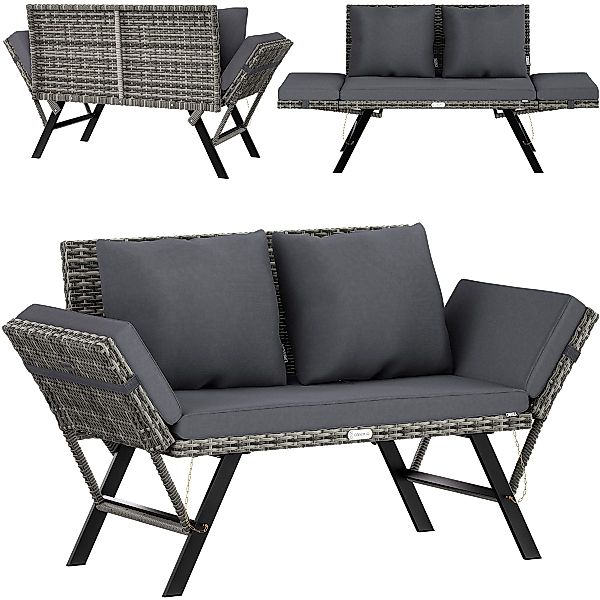 Casaria Gartenbank, Polyrattan mit Liegefunktion Wetterfest günstig online kaufen