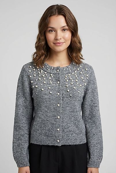 ONLY Strickjacke "ONLMIGGIE LS O-NECK PEARL CARDIGA EX KNT" Materialmix, re günstig online kaufen