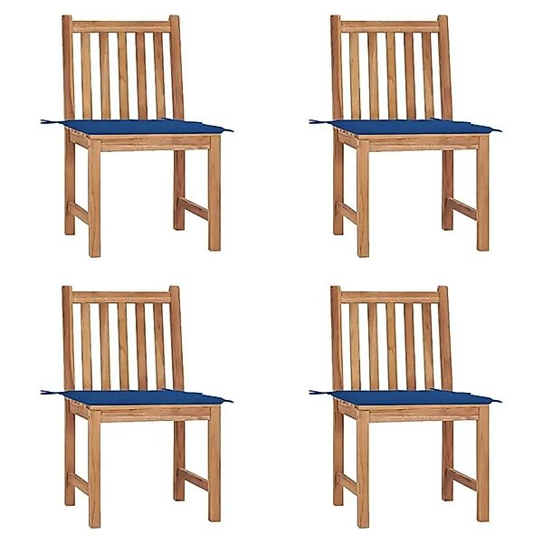 vidaXL Gartenstühle 4 Stk mit Kissen Massivholz Teak 3073098 günstig online kaufen