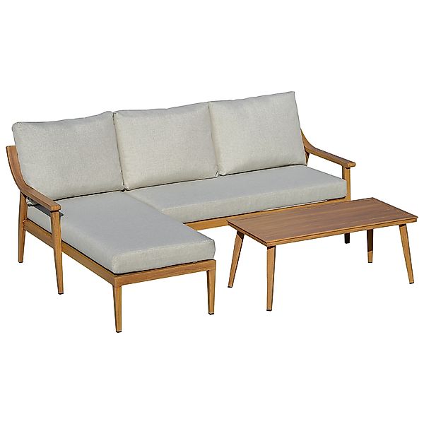 Outsunny Gartenmöbel Set für 3 Personen mit Chaiselongue Doppelsofa und Tis günstig online kaufen