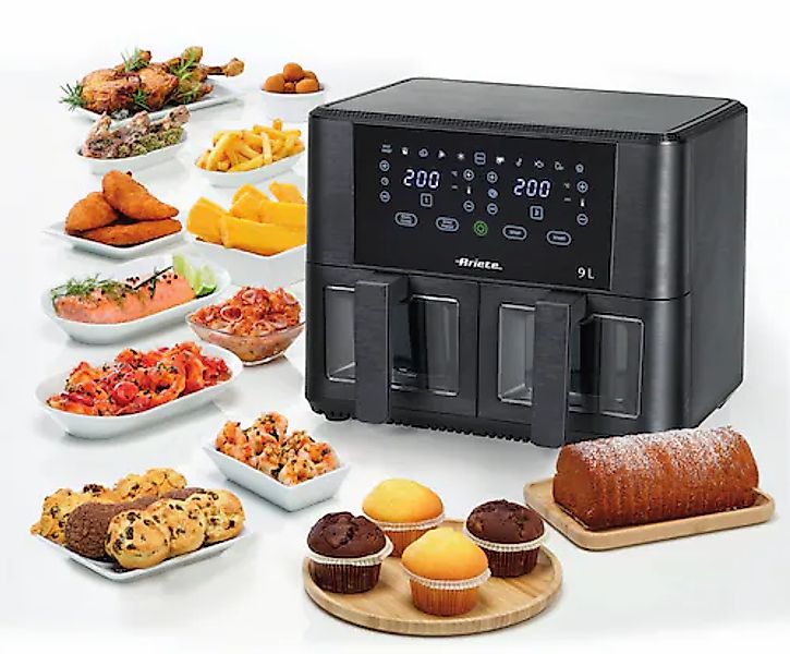 Ariete Heißluftfritteuse »4631 Air Fryer Dual 9 L«, 2400 W günstig online kaufen