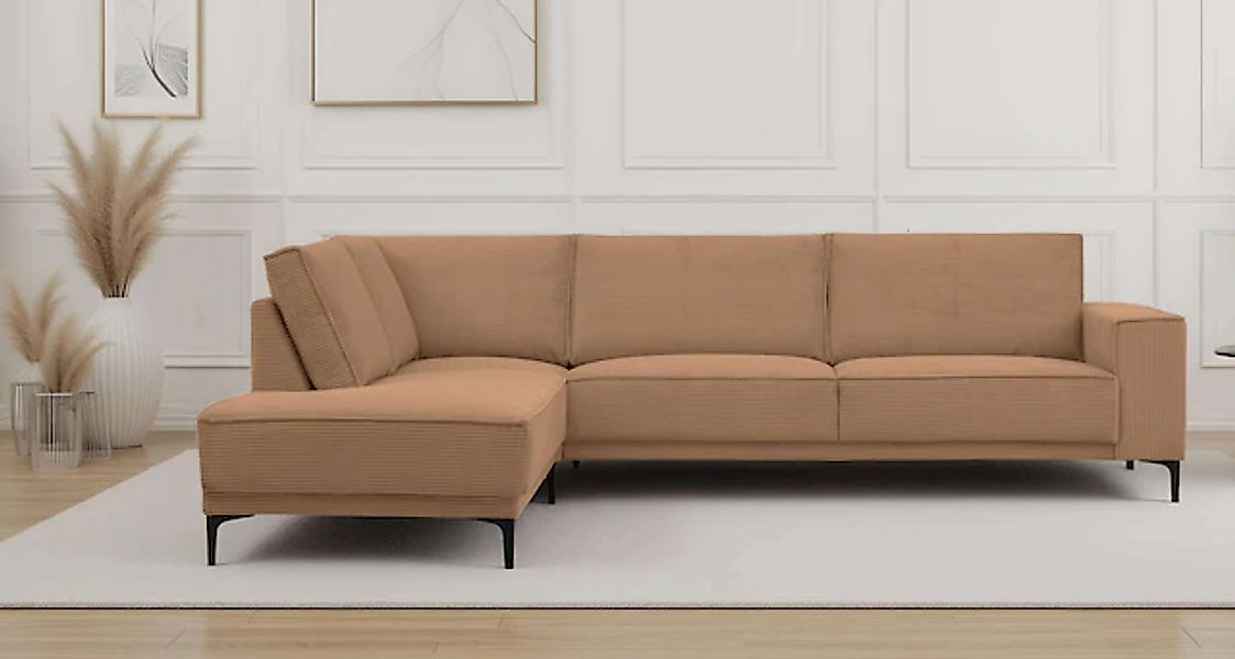 PLACES OF STYLE Ecksofa »Polsterecke Oland, Struktur, Flachgewebe, Luxus-Mi günstig online kaufen