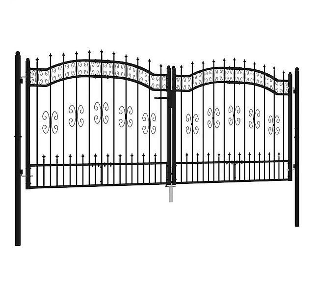 vidaXL Gartentor Zauntor mit Speerspitze Schwarz 305 x 125 cm Pulverbeschic günstig online kaufen