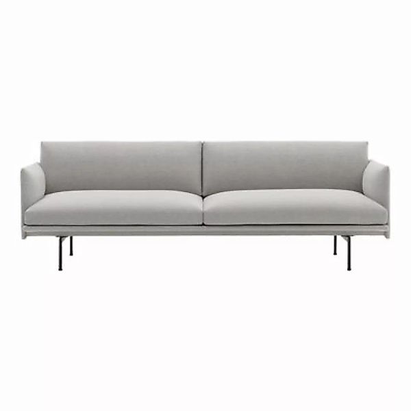 Sofa Outline textil grau / 3-Sitzer - L 220 cm - Muuto - Grau günstig online kaufen