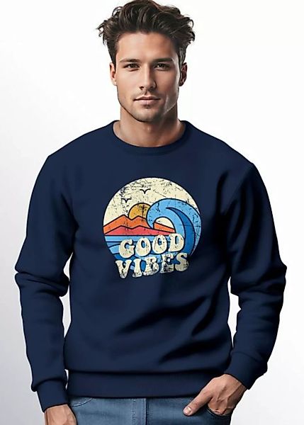 Neverless Sweatshirt Sweatshirt Herren Print Vintage Grafik Welle Sonne Sur günstig online kaufen