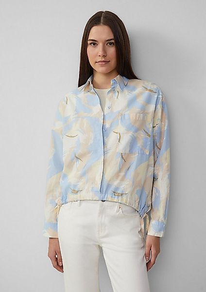 s.Oliver Langarmbluse Bluse Gemusterte Hemdbluse mit Tunnelzug am Saum günstig online kaufen