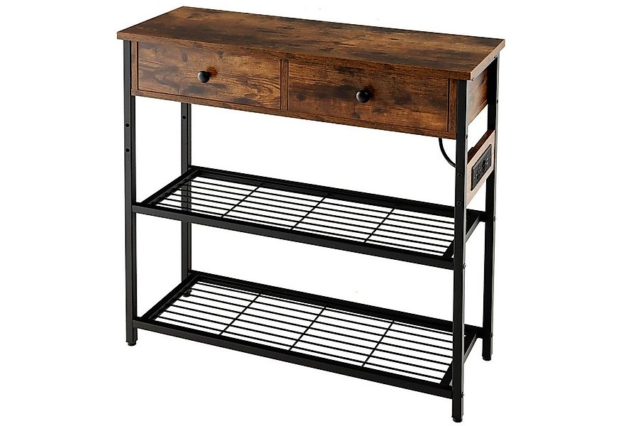COSTWAY Konsolentisch, schmal, mit 2 Schubladen&Ladestation, Holz 30x81x81c günstig online kaufen