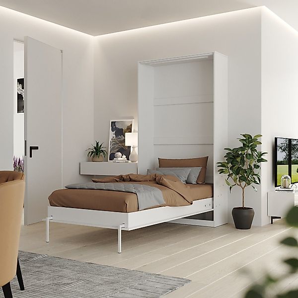 SMARTBett Schrankbett Wandklappbett 100/ 140/ 160x200 cm Weiß mit Gasdruckf günstig online kaufen