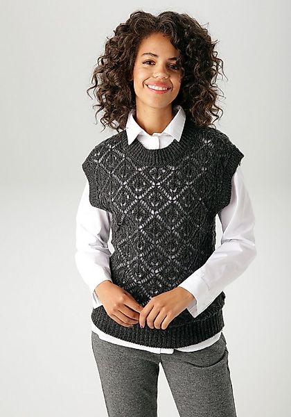 Aniston CASUAL Pullunder mit trendigem Ajour-Strick-Muster günstig online kaufen
