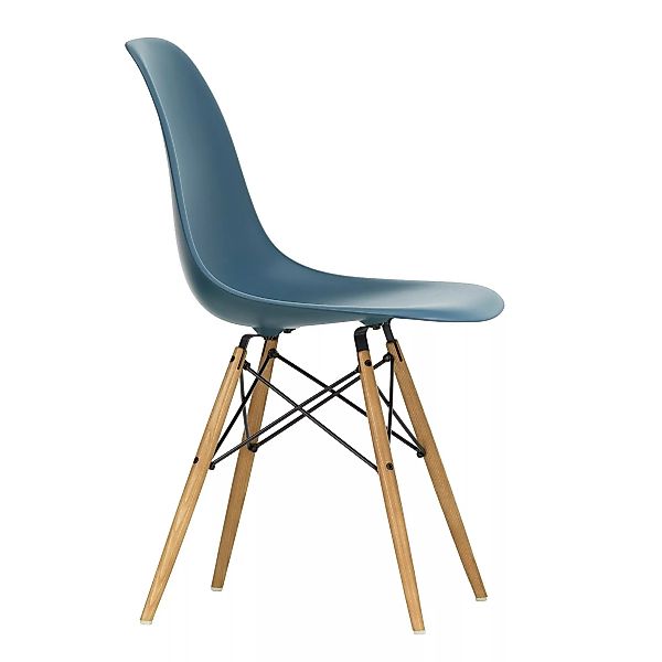 Vitra - Eames Plastic Side Chair DSW Gestell Esche - meerblau/Sitzschale Po günstig online kaufen