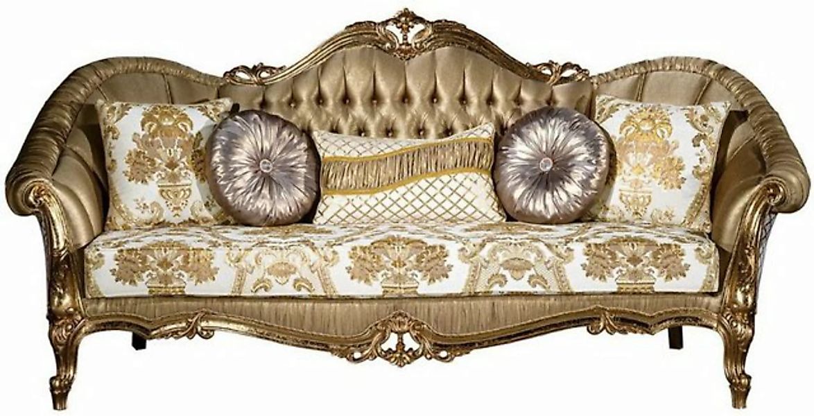 Casa Padrino Sofa Luxus Barock Sofa Gold / Weiß 256 x 87 x H. 120 cm - Prun günstig online kaufen
